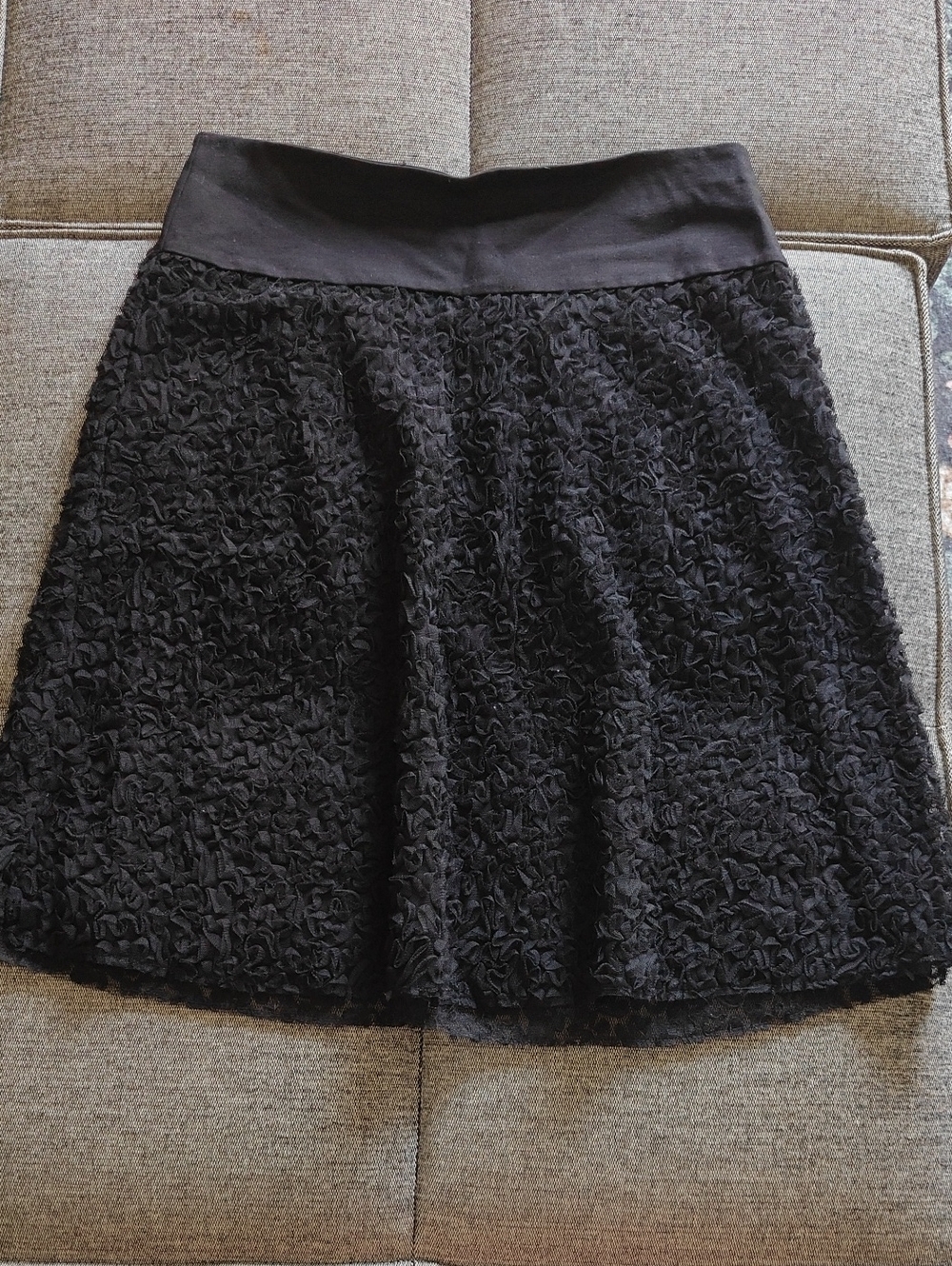 Ann Taylor Black Textured Circle Skirt